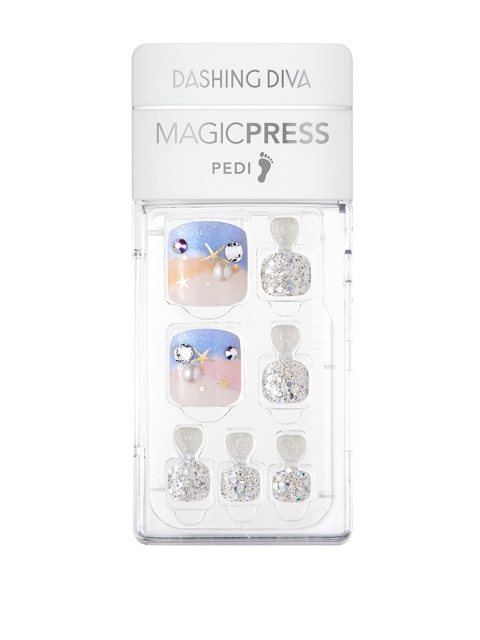 

Dashing Diva Pink & Silver-Toned Paradise Magic Press Pedi Nails