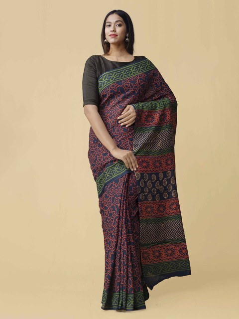 

Unnati Silks Blue & Pink Pure Cotton Printed Kota Saree