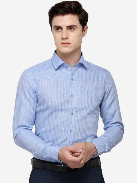 

JADE BLUE Men Blue Regular Fit Striped Formal Shirt