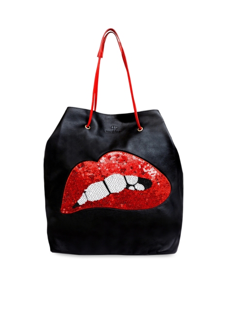 

Pink Potato Black & Red Embellished Shoulder Bag