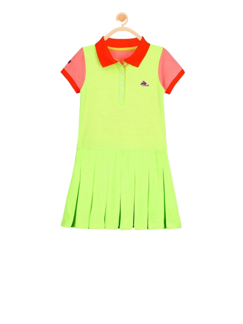 

Cherry Crumble Girls Green Colourblocked A-Line Dress