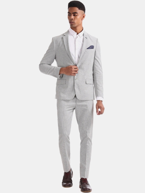 

Arrow Men Grey & Off-White Checked Slim-Fit Single-Breasted Zero Calorie Formal Suit