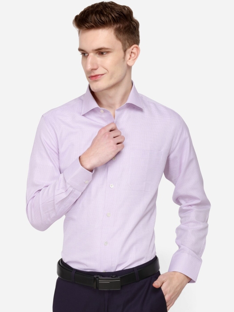 

JADE BLUE Men Lavender Regular Fit Self Design Formal Shirt