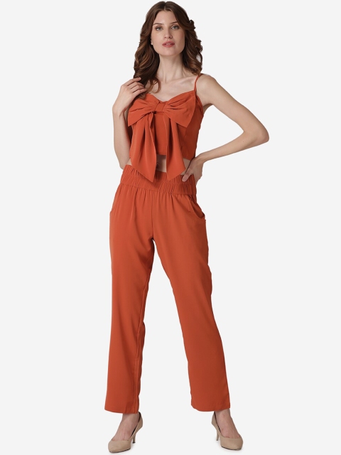 

LABEL REGALIA Women Rust Orange Solid Top with Trousers