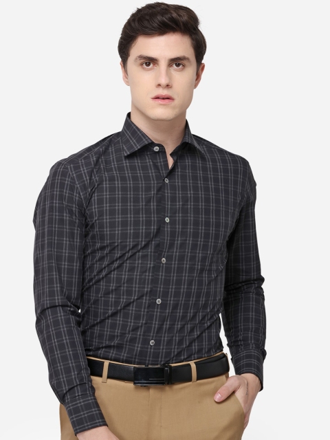 

JADE BLUE Men Grey Slim Fit Checked Formal Shirt