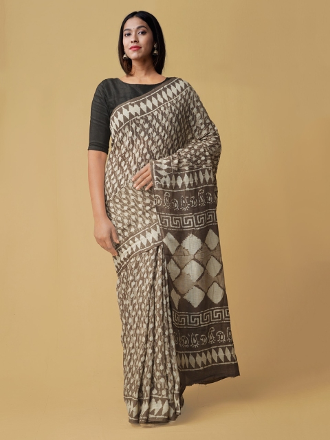 

Unnati Silks Grey Pure Cotton Printed Handloom Kota Saree