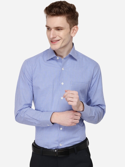 

JADE BLUE Men Blue Classic Slim Fit Checked Formal Shirt