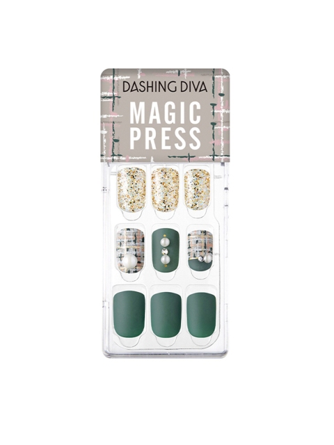 

Dashing Diva MAGICPRESS Teal Green Tweed Gel Nails