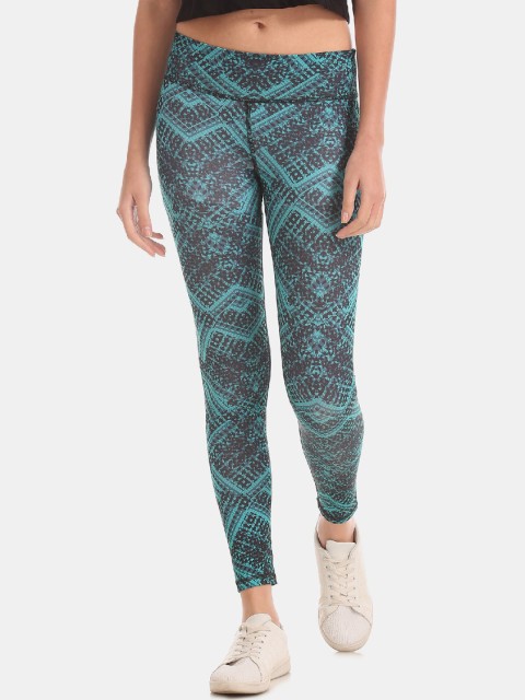 

Aeropostale Women Black & Green Printed Leggings