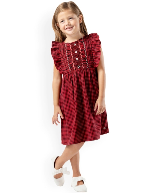 

Cherry Crumble Girls Red Checked A-Line Dress