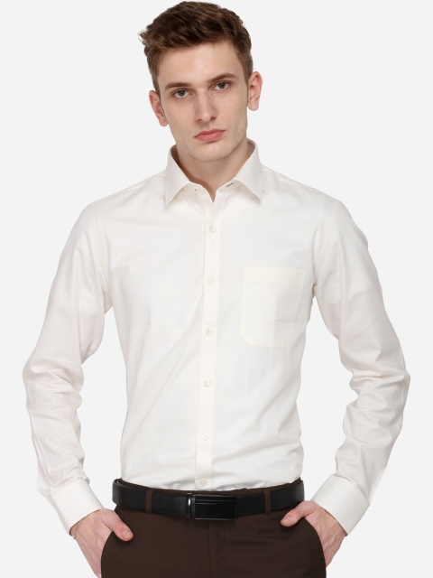 

JADE BLUE Men Cream-Coloured Regular Fit Solid Formal Shirt
