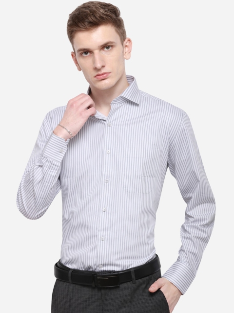 

JADE BLUE Men White & Blue Regular Fit Striped Formal Shirt