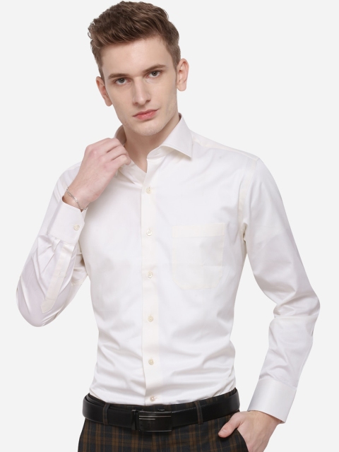 

JADE BLUE Men Cream-Coloured Slim Fit Solid Formal Shirt