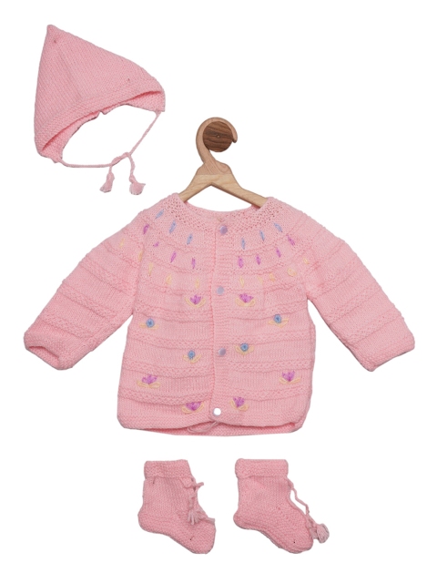 

YK Infants Pink Embroidered Cardigan Sweater Set