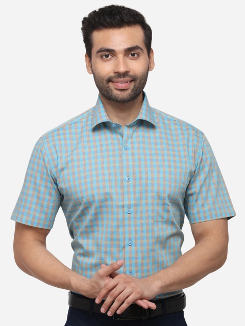 

JADE BLUE Men Blue Regular Fit Checked Formal Shirt