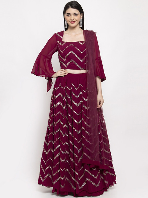 

KHALOM Maroon Ready to Wear Lehenga & Blouse with Dupatta