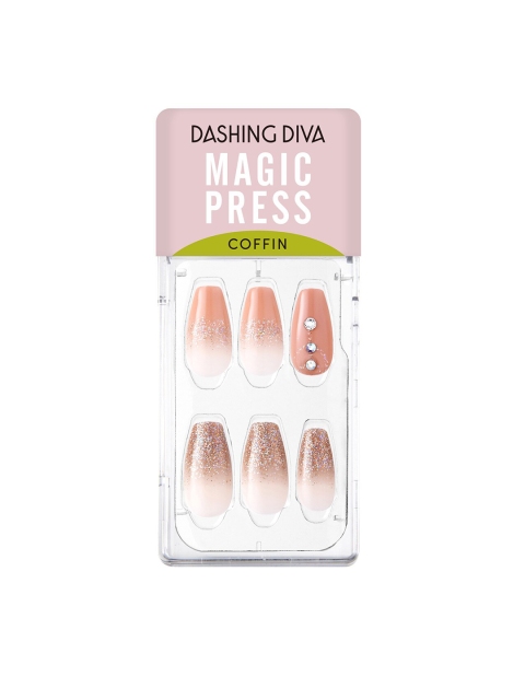 

DASHING DIVA MAGICPRESS Shine Coral Press-On Gel Artificial Nails, Pink