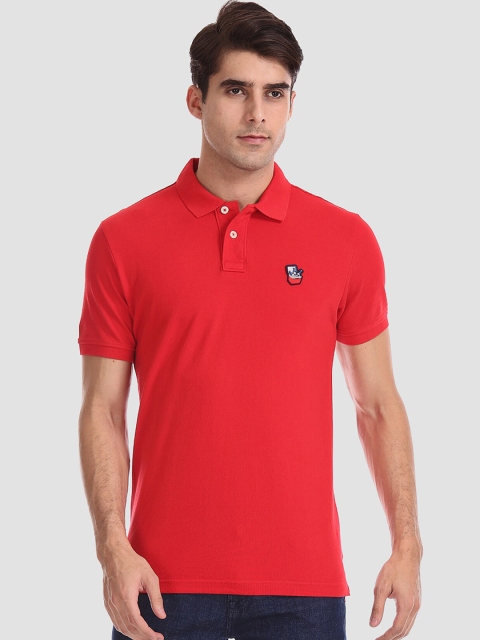 

Aeropostale Men Red Solid Polo Collar T-shirt