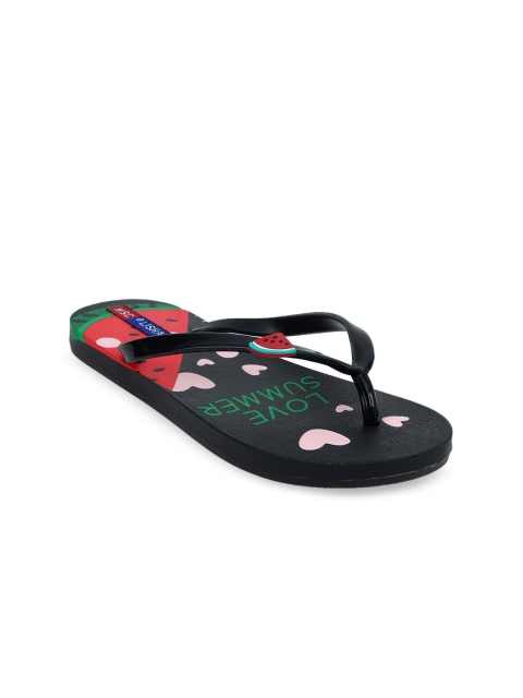 

MSC Women Black & Red Printed Sliders