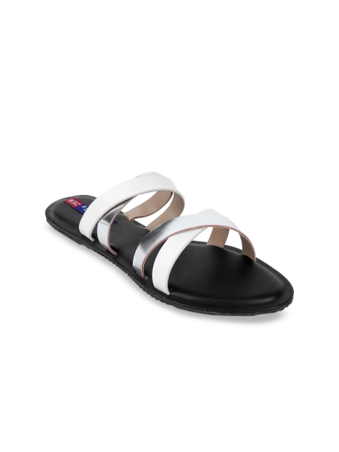 

MSC Women White Colourblocked Open Toe Flats
