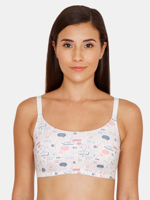 

Zivame White & Blue Printed Non-Wired Non Padded Bralette Bra ZI1981FASHBWHIT