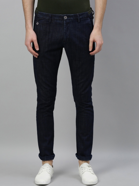 

RARE RABBIT Men Blue Regular Fit Solid Regular Trousers