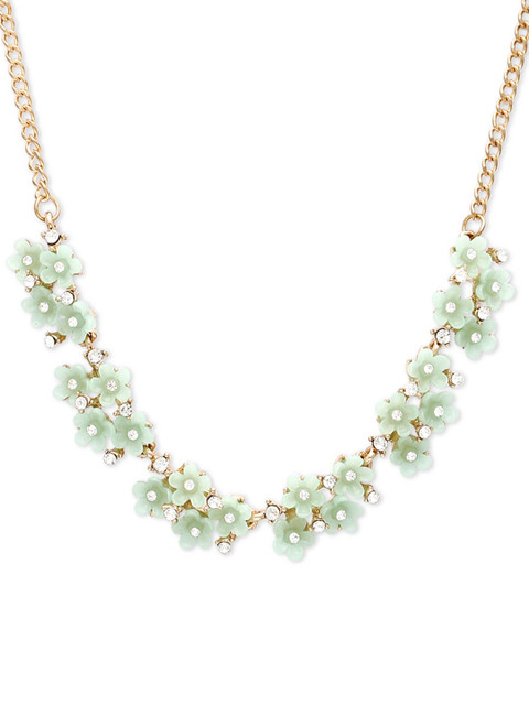 

Globus Gold-Plated & Green Metal Statement Necklace
