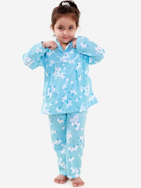 

KID1 Girls Blue Printed Night suit