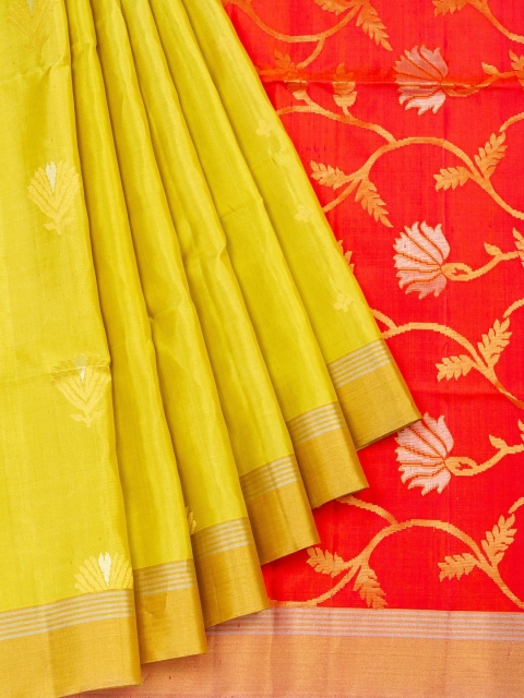 

Vijayalakshmi Silks Yellow & Red Pure Silk Printed Saree