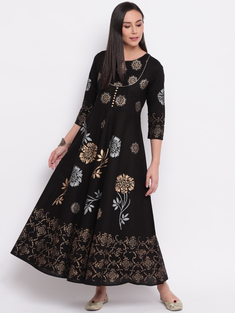

Shakumbhari Women Black Printed Maxi Dress