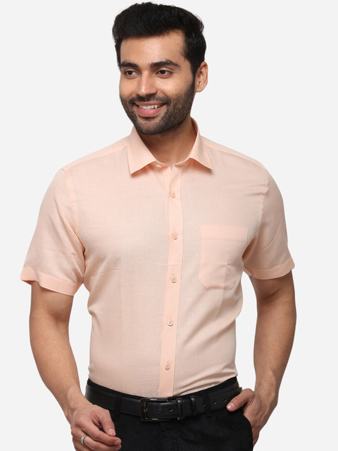 

JADE BLUE Men Peach Regular Fit Solid Formal Shirt
