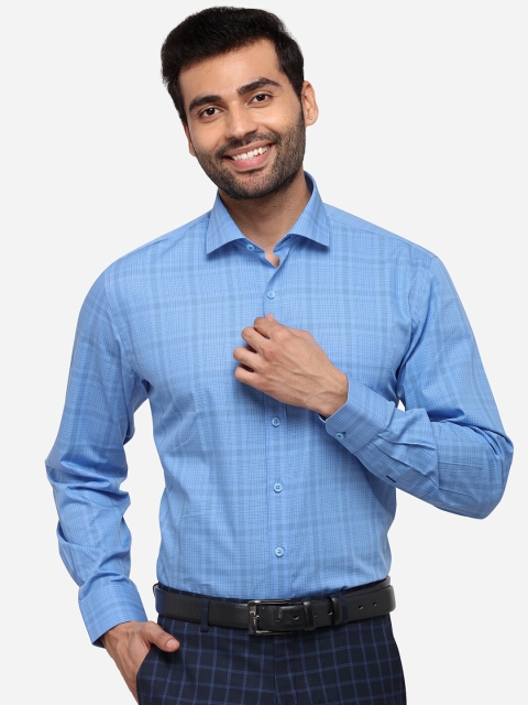 

JADE BLUE Men Blue Regular Fit Checked Formal Shirt