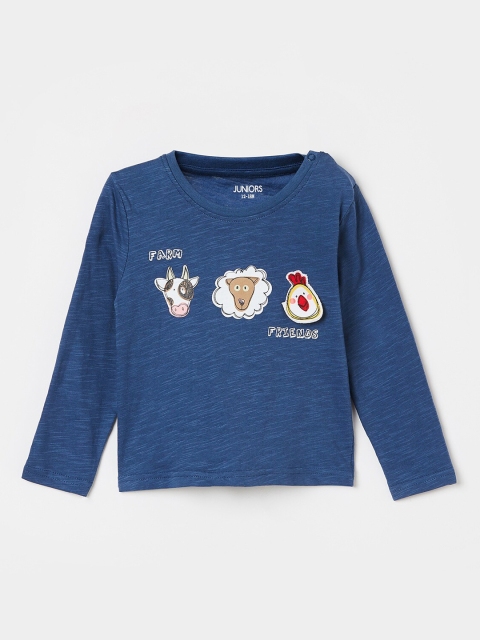 

Juniors by Lifestyle Boys Blue & White Printed Round Neck T-shirt