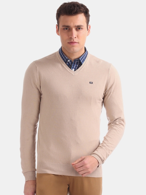 

Arrow Sport Men Beige Solid Pullover Sweater