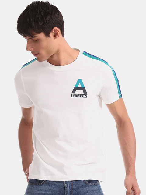

Aeropostale Men White Solid Round Neck T-shirt