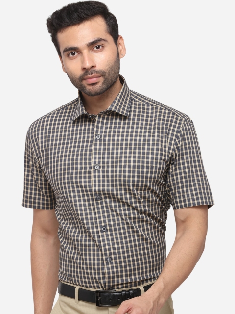 JADE BLUE Men Grey Regular Fit Checked Formal Shirt