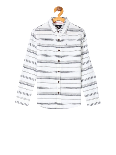 

Flying Machine Boys White & Grey Regular Fit Striped Casual Shirt