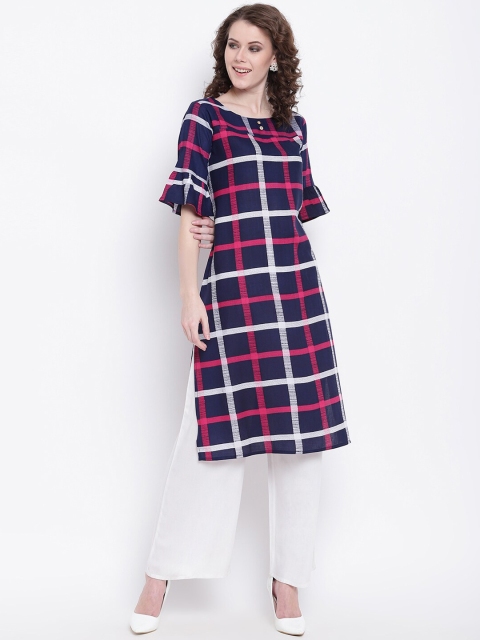 

Napra Women Navy Blue & Pink Printed Kurta with Palazzos