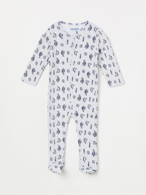 

Juniors by Lifestyle Infant Boys White & Blue Printed Sleep Suit