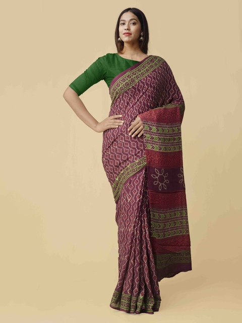 

Unnati Silks Burgundy Pure Cotton Printed Kota Saree