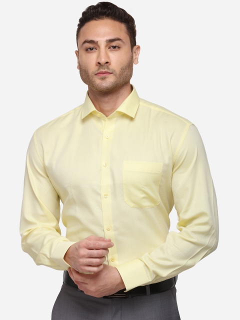 

JADE BLUE Men Yellow Regular Fit Self Design Formal Shirt