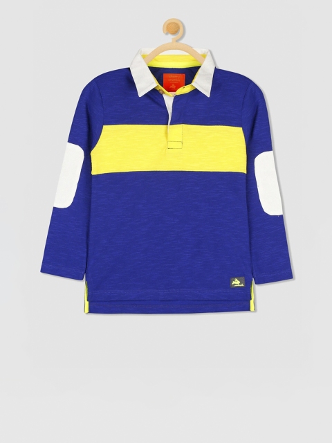 

Cherry Crumble Kids Blue Colourblocked Polo Collar T-shirt