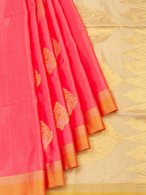 

Vijayalakshmi Silks Pink & Gold Pure Silk Woven Design Saree