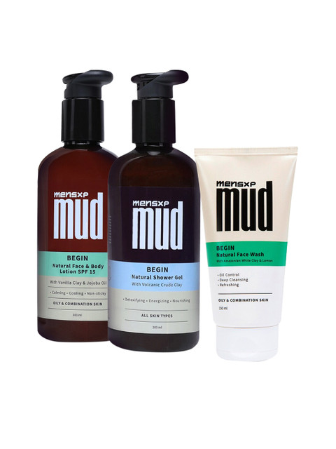 

MensXP Mud Natural Face & Body Lotion SPF 15 & Shower Gel & Face Wash Combo Pack 750 ml, Pink