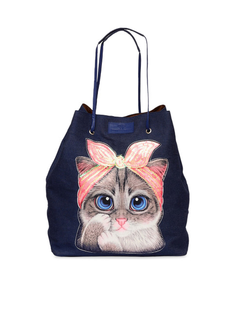 

Pink Potato Navy Blue Embellished Shoulder Bag