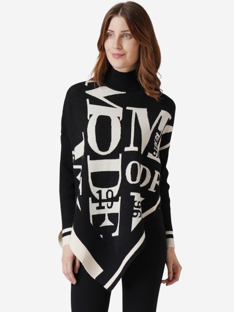 

Mode by Red Tape Women Black Printed Poncho Sweater