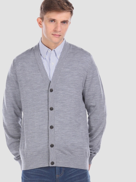

GAP Men Grey Solid Cardigan Sweater