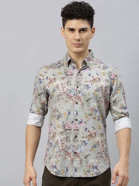 

RARE RABBIT Men Green Tailored Fit Printed Casual Shirt