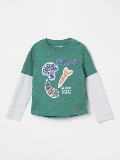 

Juniors by Lifestyle Boys Green Printed Round Neck T-shirt