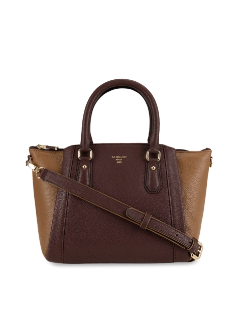 

Da Milano Maroon & Brown Colourblocked Handheld Leather Bag
